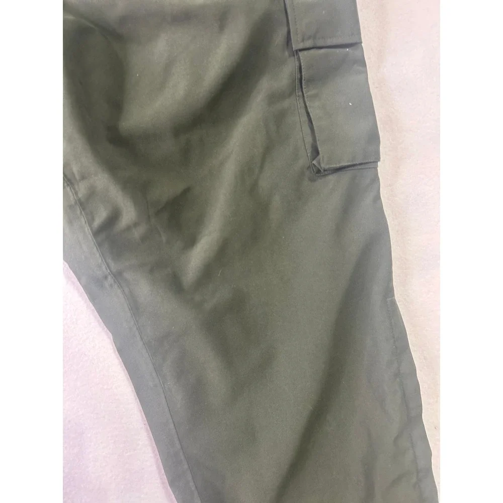 Olive Green Outdoor‎ Cargo Pants Elastic Waist Drawstring D-Ring Hiking Trousers
